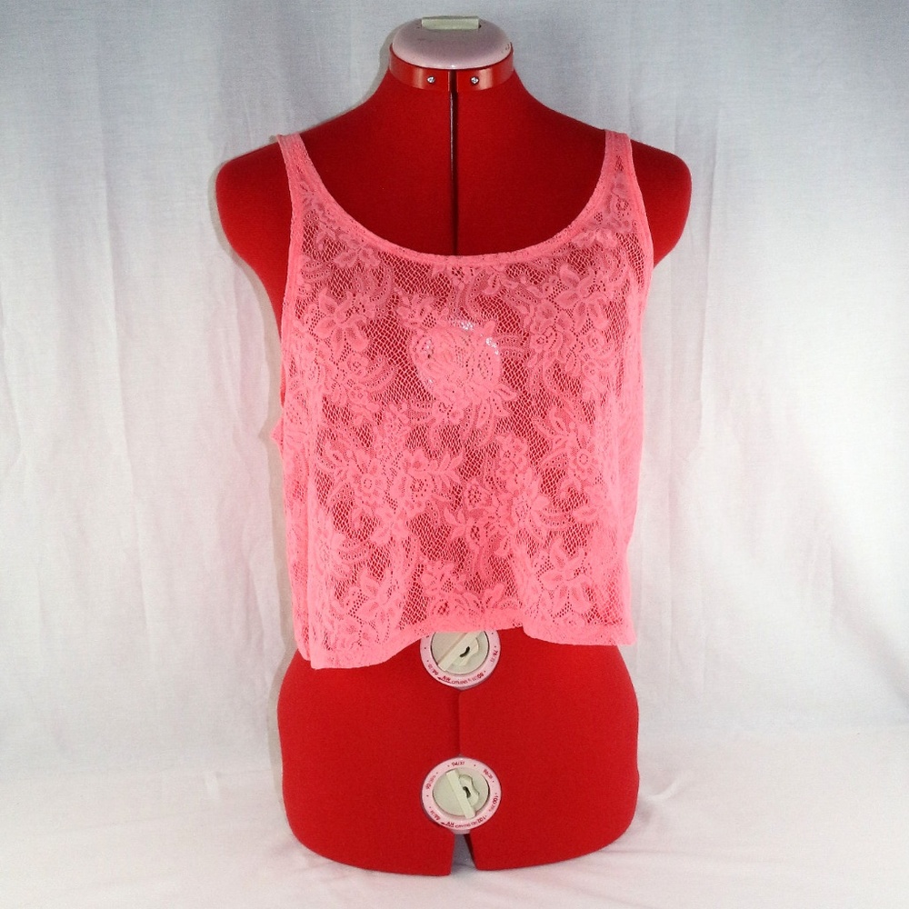 PINK Victoria's Secret coral lacy crop top